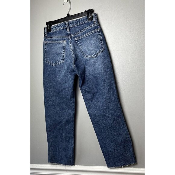 New Topshop Raw Hem Crop Straight Leg Jeans Women's 26 x 30 Blue Denim - Picture 3 of 9